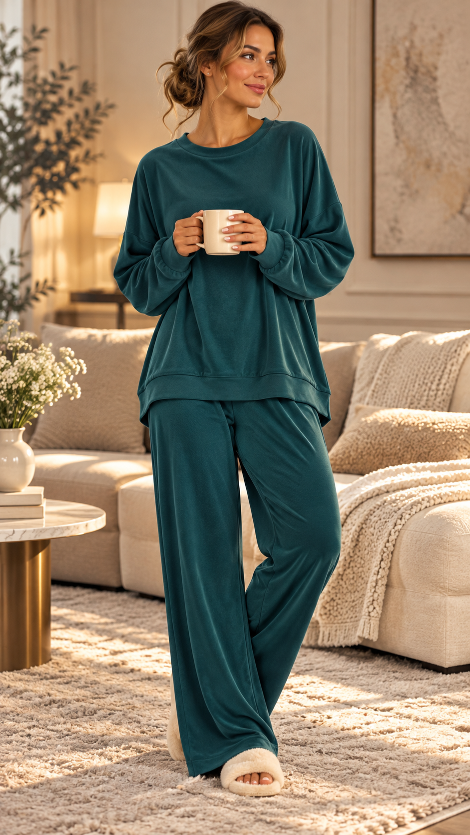 Completo Homewear Morbido – Maglia Oversize & Pantalone Palazzo