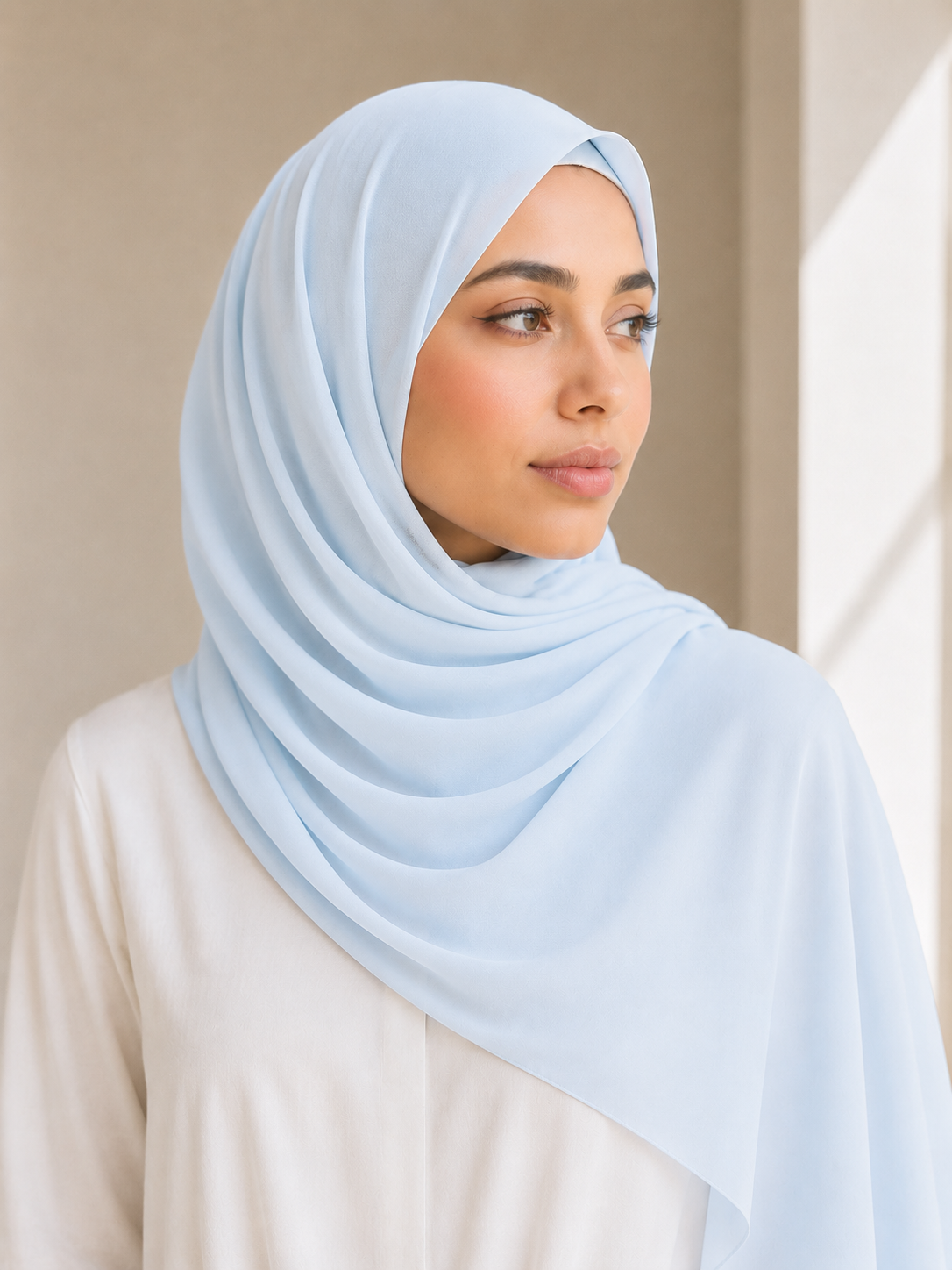 Hijab Chiffon Sedef Bianco – 75x200 cm