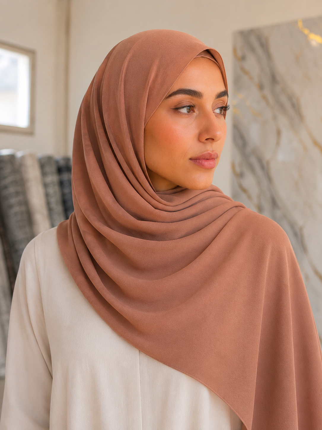 Hijab Chiffon Sedef Bianco – 75x200 cm