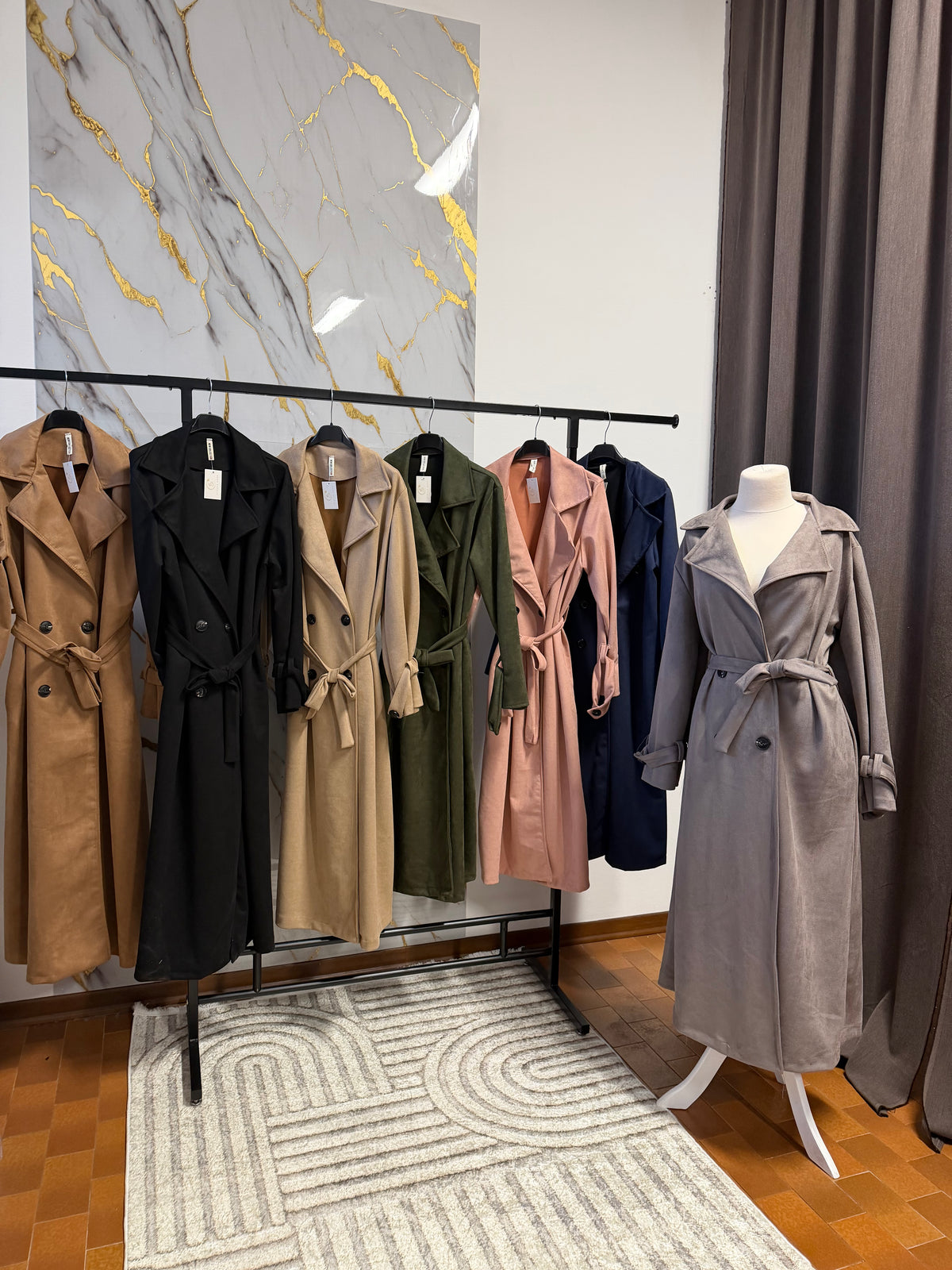 Trench Donna Effetto Scamosciato – Elegante con Cintura