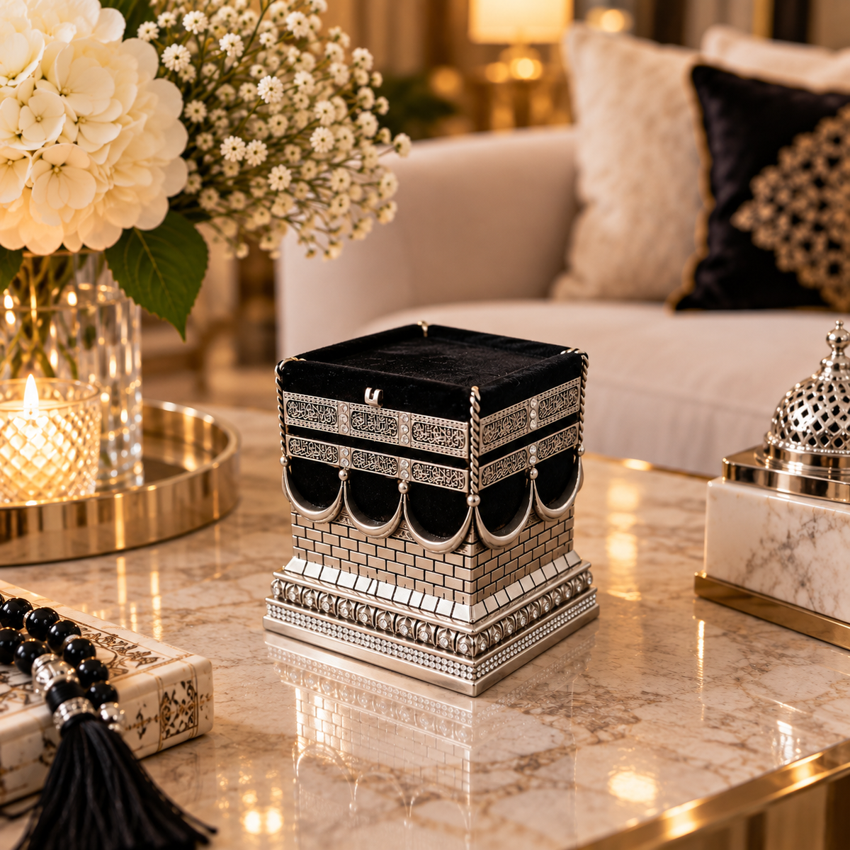 Decorazione Ispirata alla Kaaba – Piccola, Argento ✨