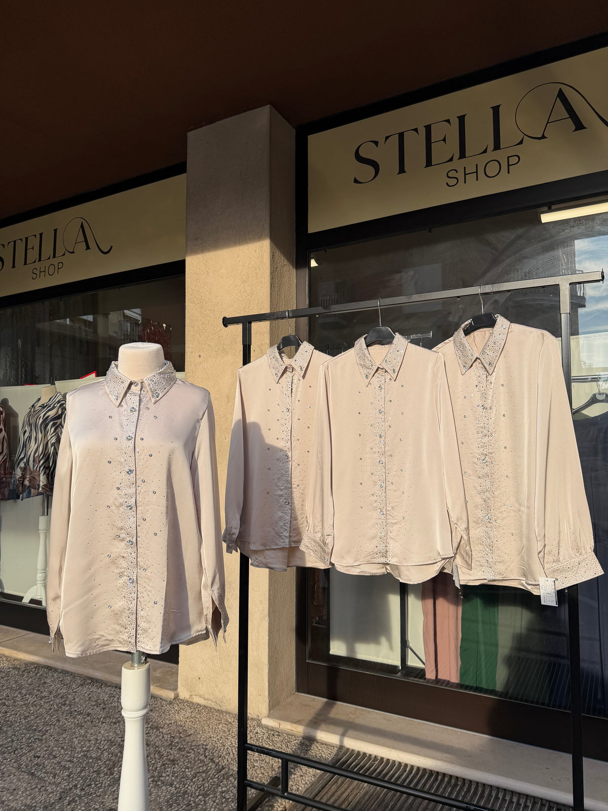 Camicia Raso Strass Colletto Gioiello | Taglia Unica