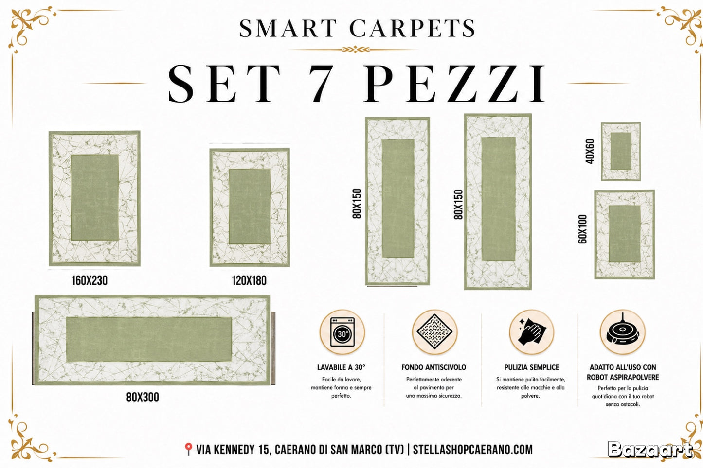 SET TAPPETI SMART 7 PEZZI (VERDE)