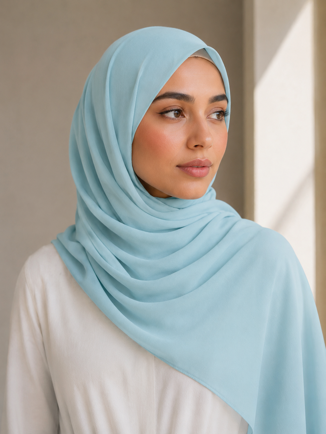 Hijab Chiffon Sedef Bianco – 75x200 cm