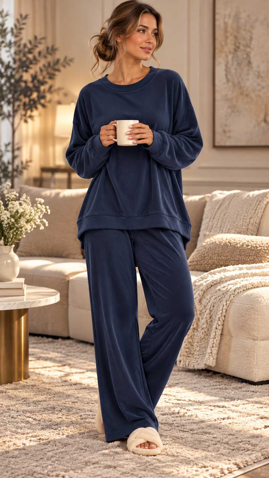 Completo Homewear Morbido – Maglia Oversize & Pantalone Palazzo