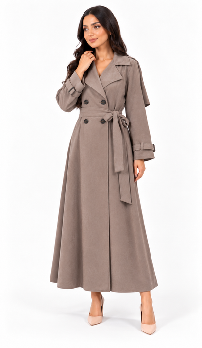 Trench Donna Effetto Scamosciato – Elegante con Cintura