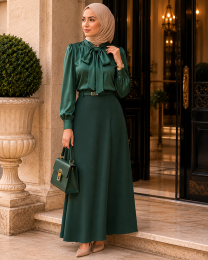 Blusa Satinata con Fiocco Elegante