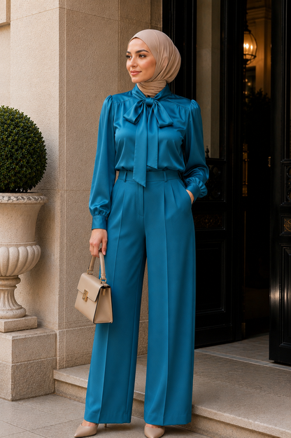 Blusa Satinata con Fiocco Elegante