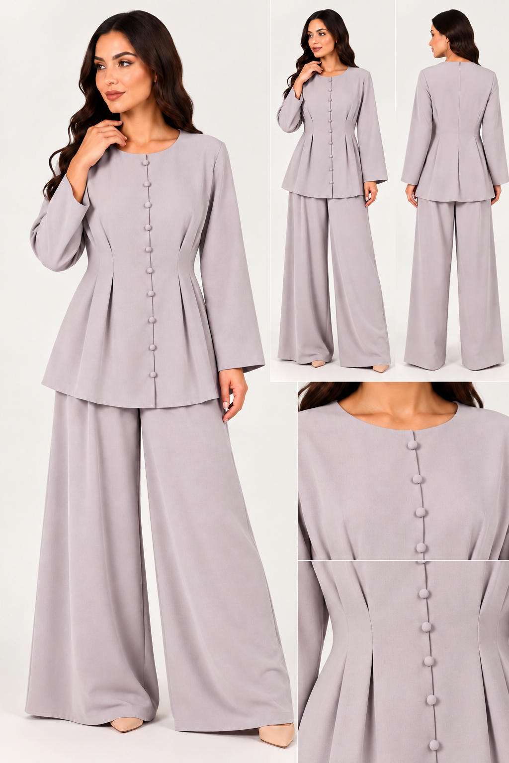 VELORA – Completo Elegante Donna con Blusa Sartoriale e Pantaloni Palazzo