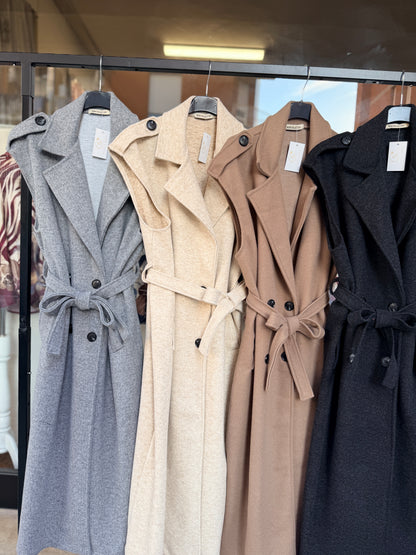 Gilet long façon trench avec ceinture