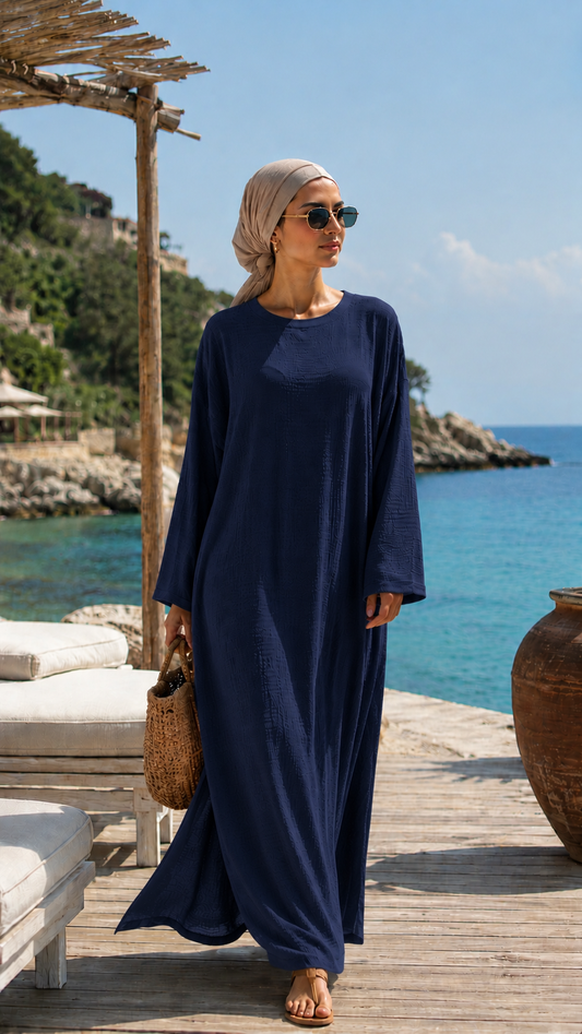 Breeze Abaya – Abito Estivo Effetto Lino | Taglia Unica