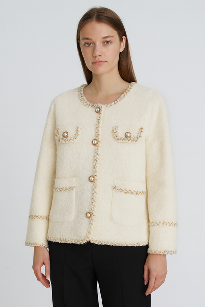 Cardigan Elegante con Bottoni Perlati – Taglia Unica