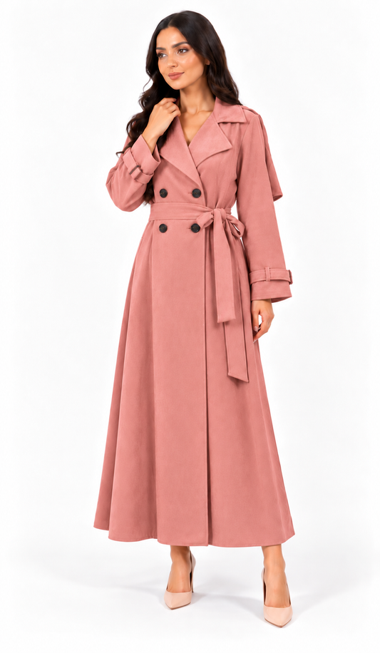 Trench Donna Effetto Scamosciato – Elegante con Cintura