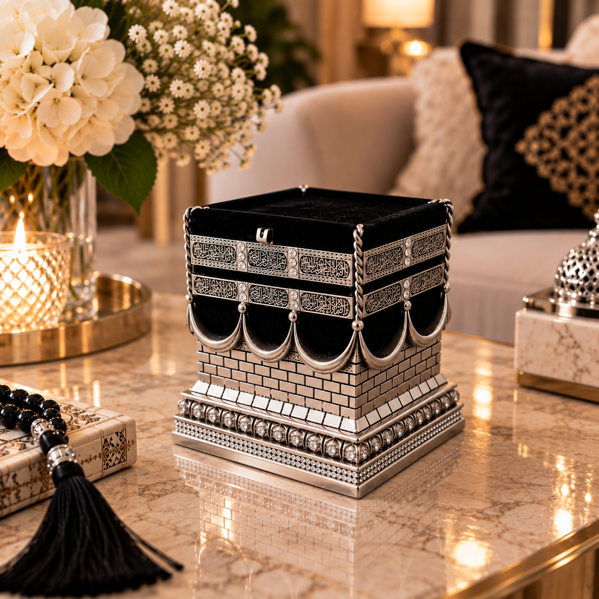 Decorazione Ispirata alla Kaaba – Piccola, Argento ✨