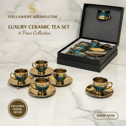 Servizio da Tè in Ceramica di Lusso – Collezione da 6 Pezzi