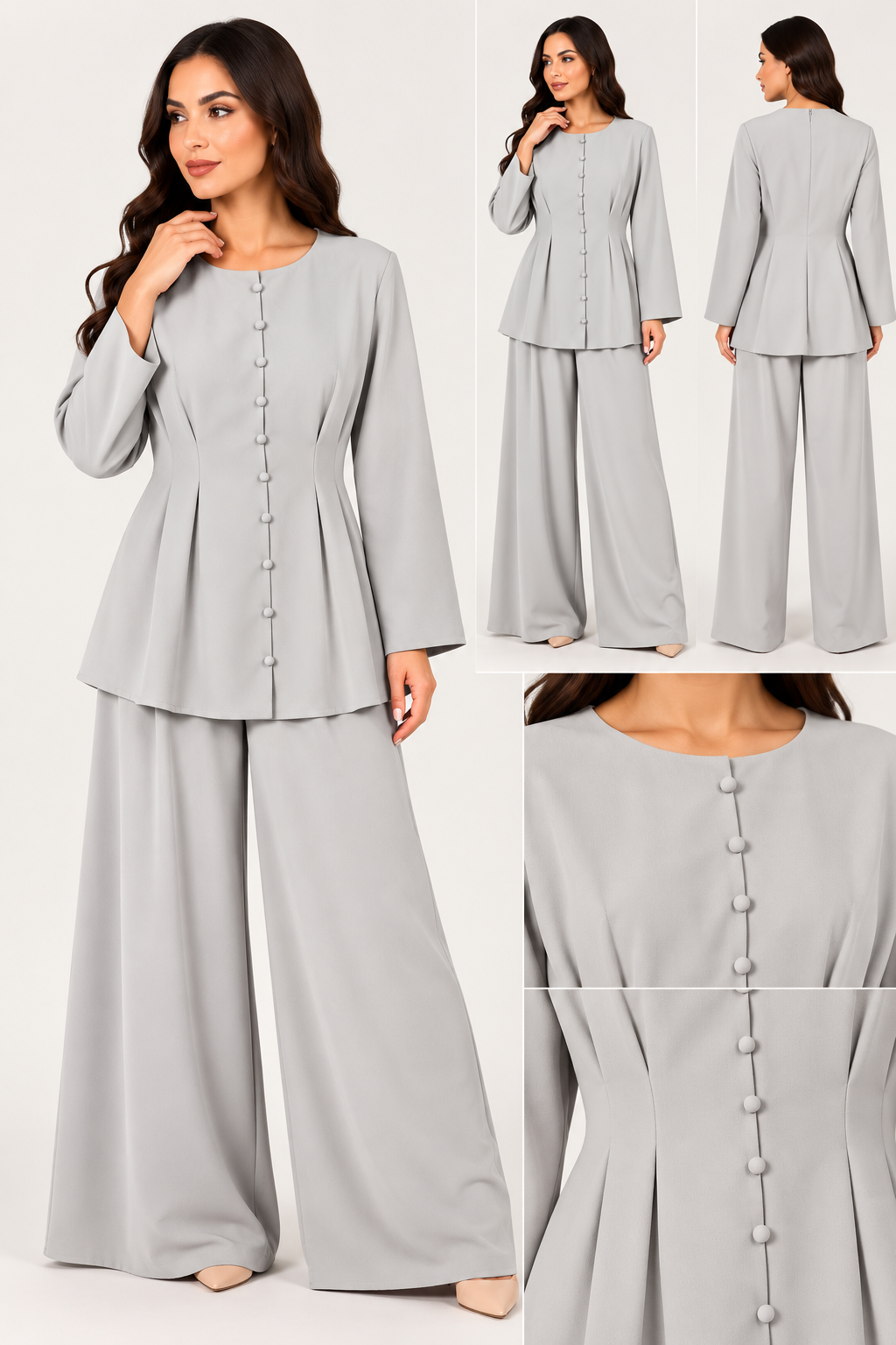 VELORA – Completo Elegante Donna con Blusa Sartoriale e Pantaloni Palazzo