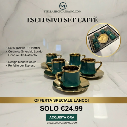 Exklusives Kaffeeset aus Smaragdkeramik