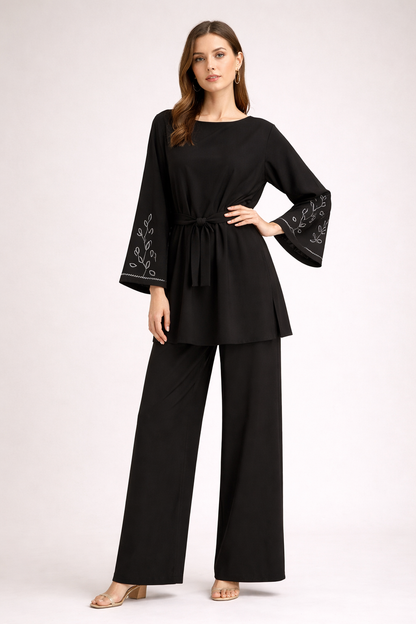 Completo Donna Elegante con Ricami Cristali – Taglia Unica