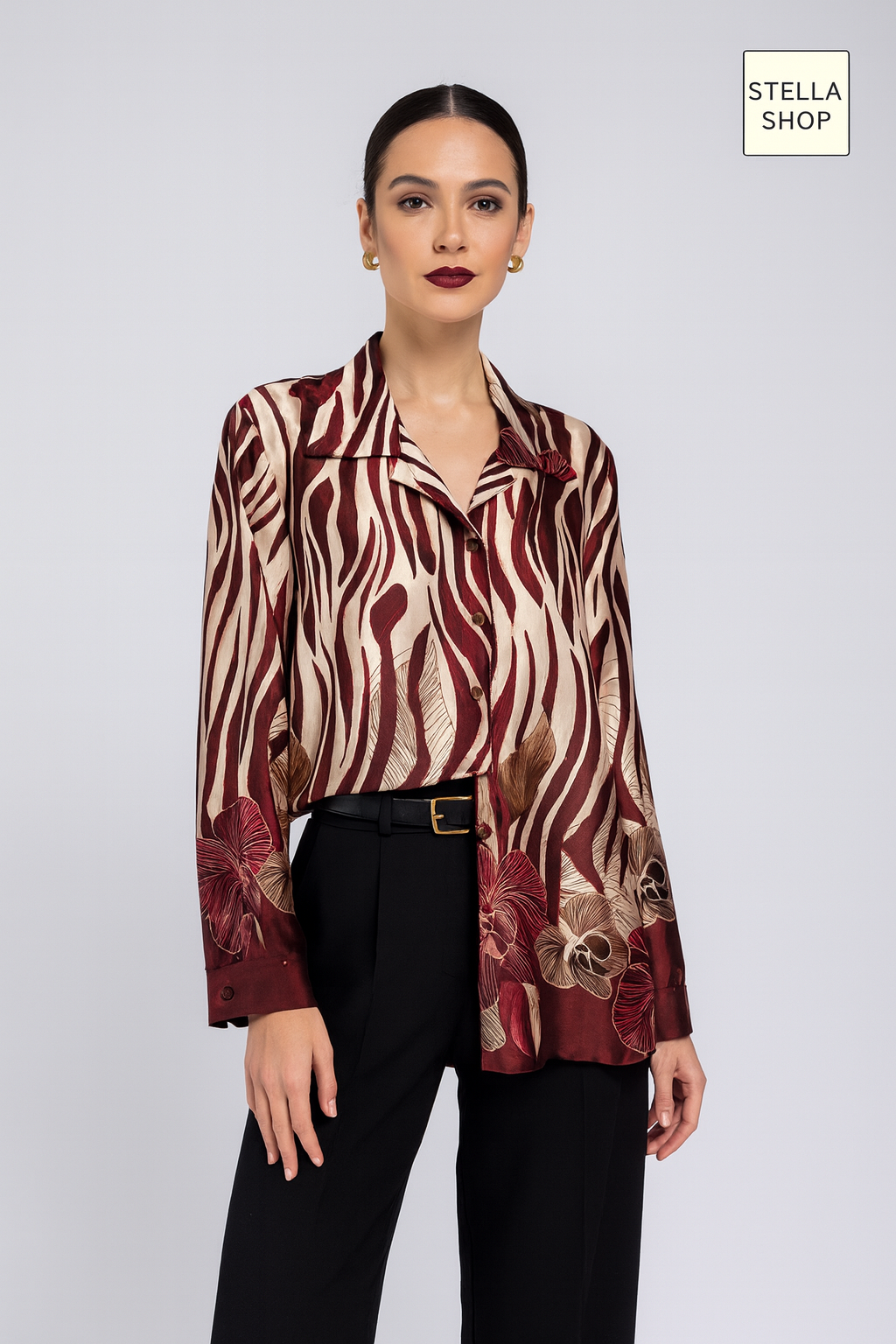 🌺 Camicia Satinata Fantasia Zebra e Fiori – €18,99 (Taglia Standard)