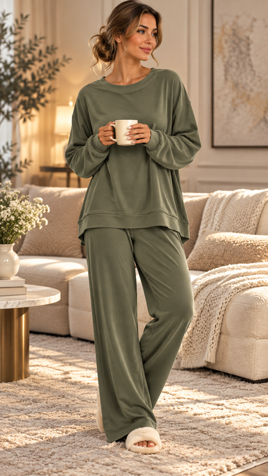 Completo Homewear Morbido – Maglia Oversize & Pantalone Palazzo