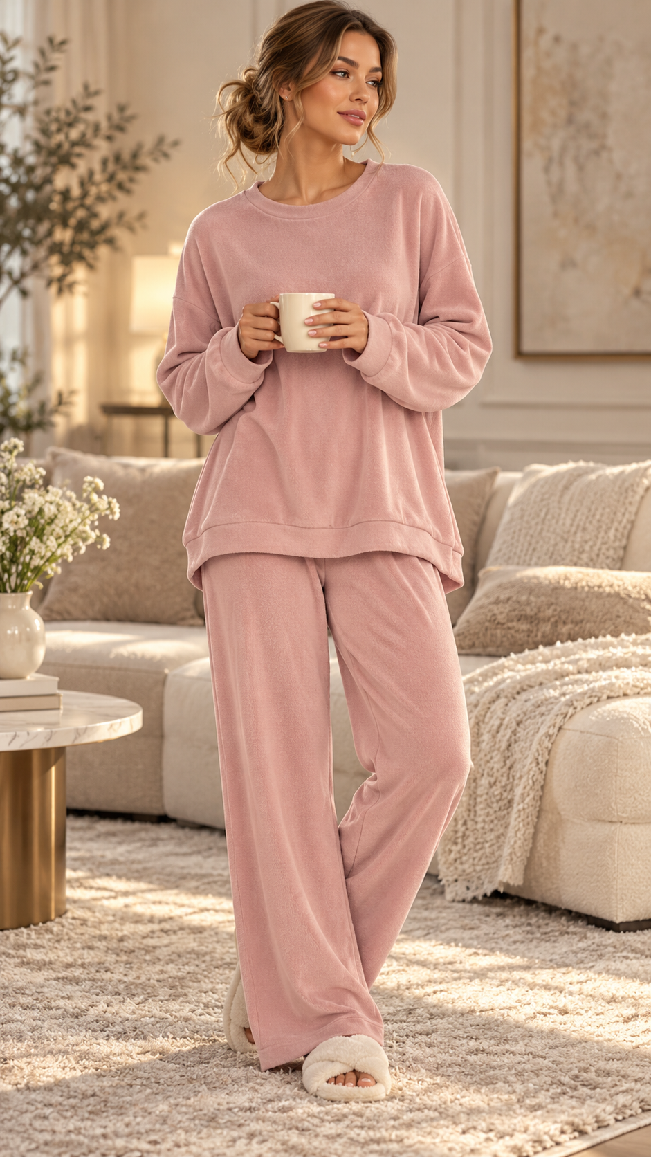 Completo Homewear Morbido – Maglia Oversize & Pantalone Palazzo