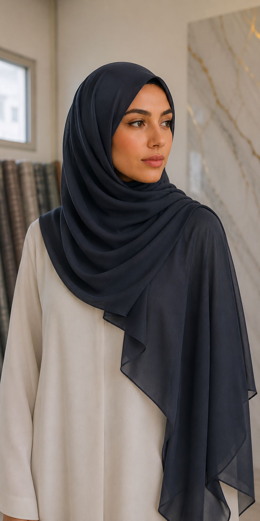 Hijab Chiffon Sedef Bianco – 75x200 cm