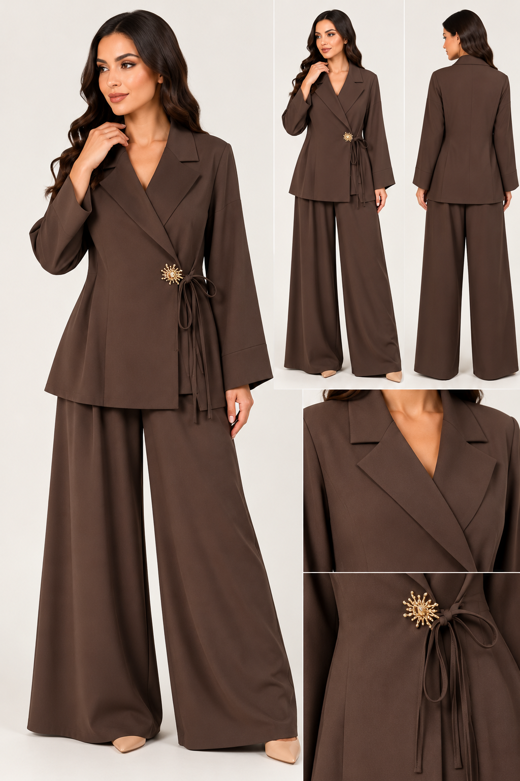 Completo Elegante Donna con Blazer Incrociato e Pantaloni Palazzo – Aurora
