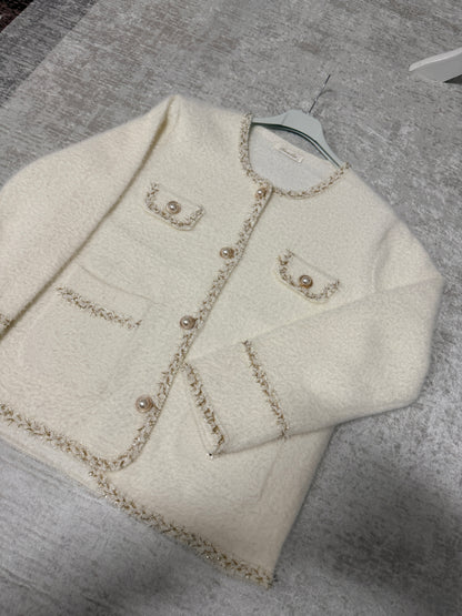 Cardigan Elegante con Bottoni Perlati – Taglia Unica