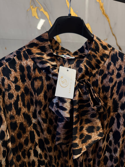 Abito Leopardato con Fiocco – Stella Shop