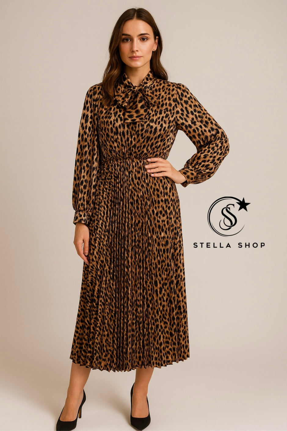 Abito Leopardato con Fiocco – Stella Shop