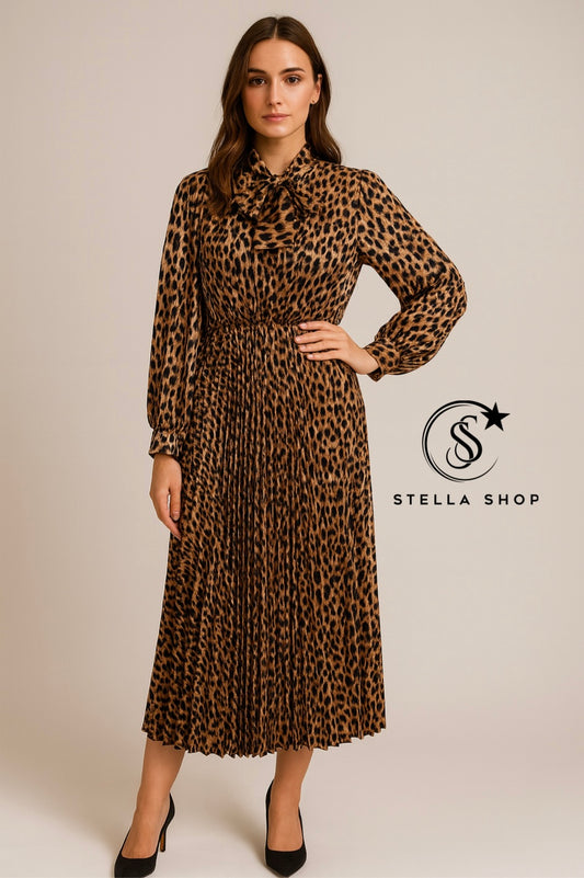 Abito Leopardato con Fiocco – Stella Shop