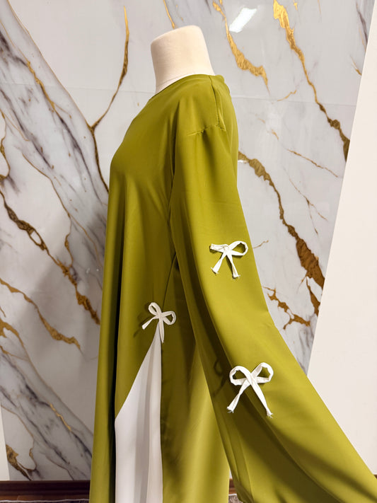 Abaya Verde con Fiocchi – Made in Italy, Alta Qualità