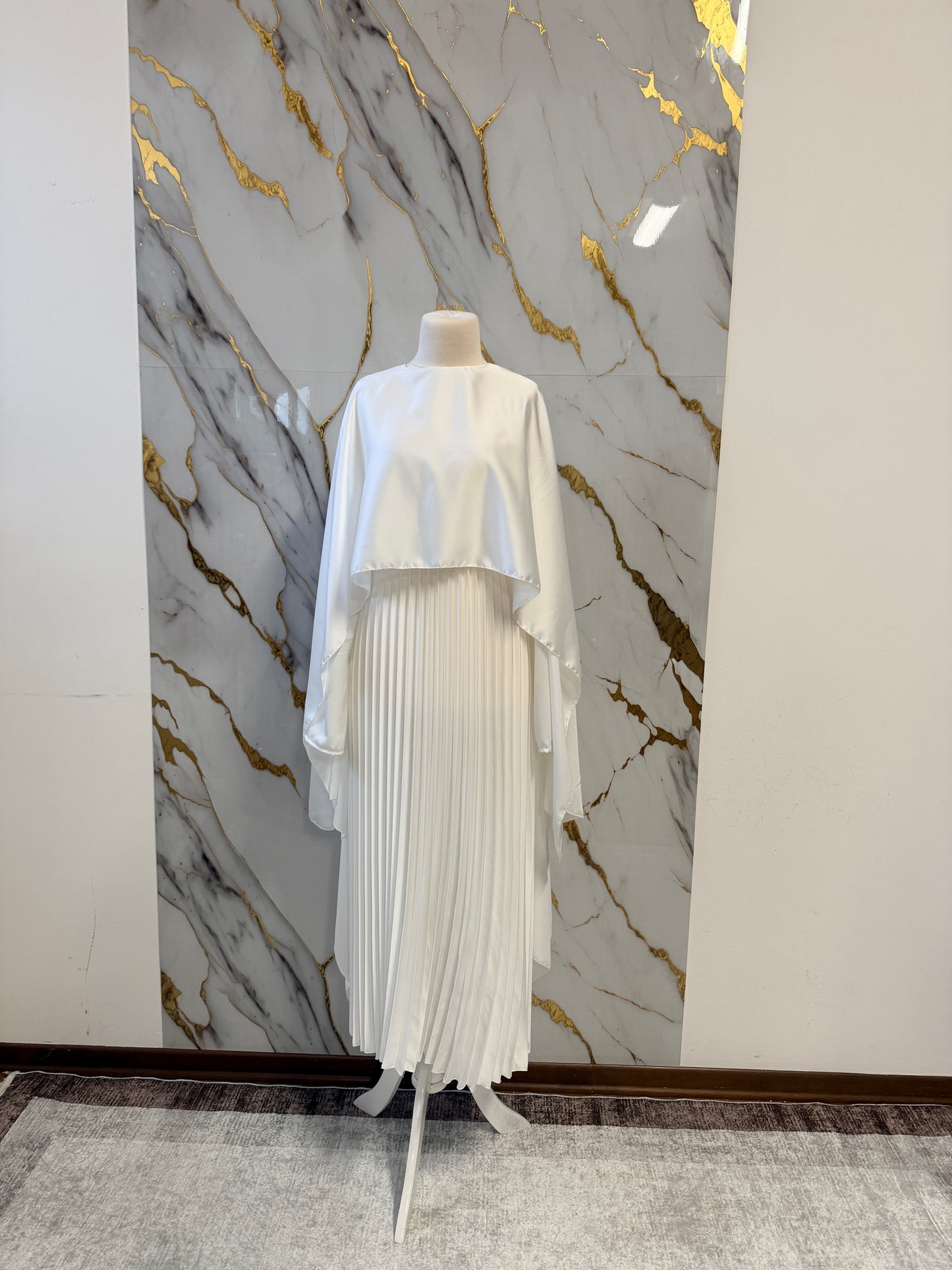 SET ABAYA PER NIKKAH - ABAYA E HIJAB IN BIANCO PURO