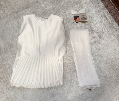 SET ABAYA PER NIKKAH - ABAYA E HIJAB IN BIANCO PURO