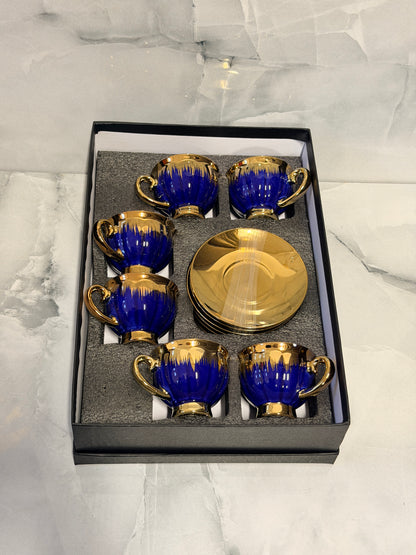Set Tazzine da Caffè in Ceramica Blu – 6 Pezzi