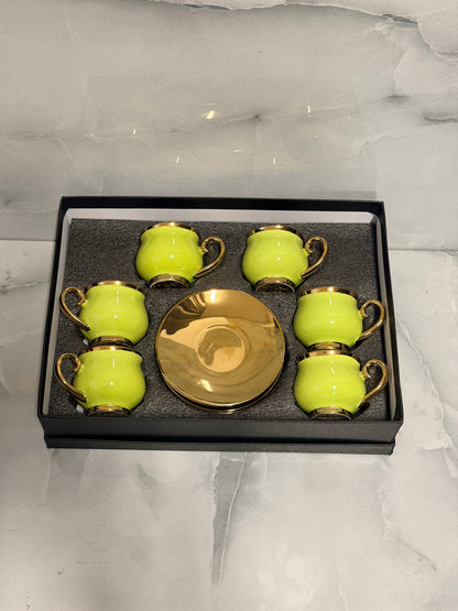 Kaffee-Set Pistachio Elegance – 6 Tassen und 6 Untertassen