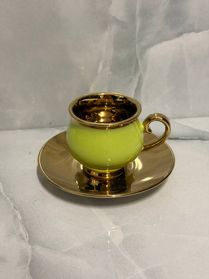 Kaffee-Set Pistachio Elegance – 6 Tassen und 6 Untertassen